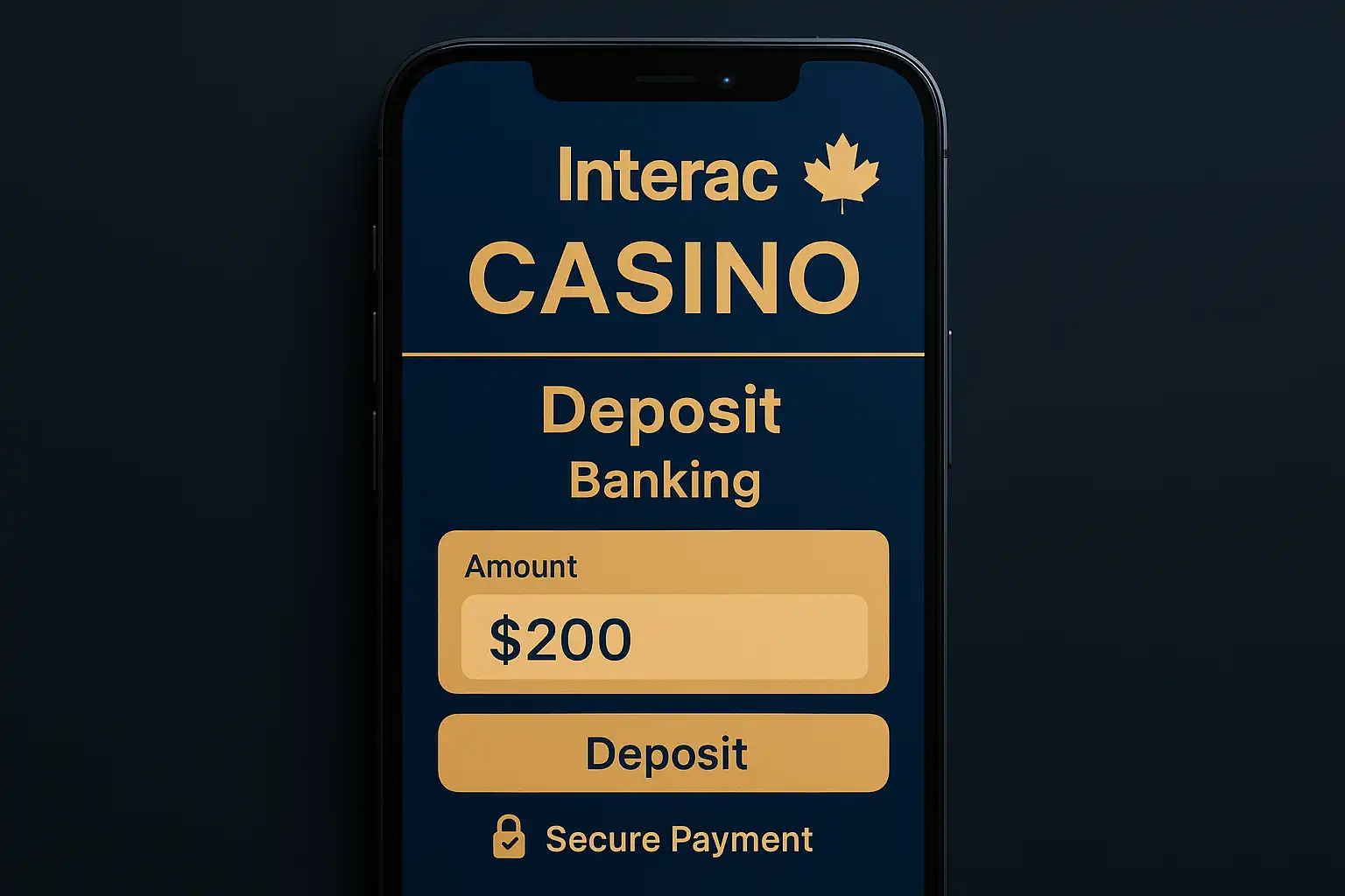 Interac banking deposit screen for JossCasino